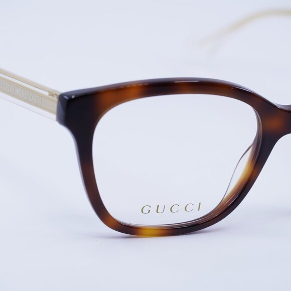 Gucci GG0566ON 002 Eyeglasses Havana/Crystal 54mm Square Frame - Picture 2 of 11